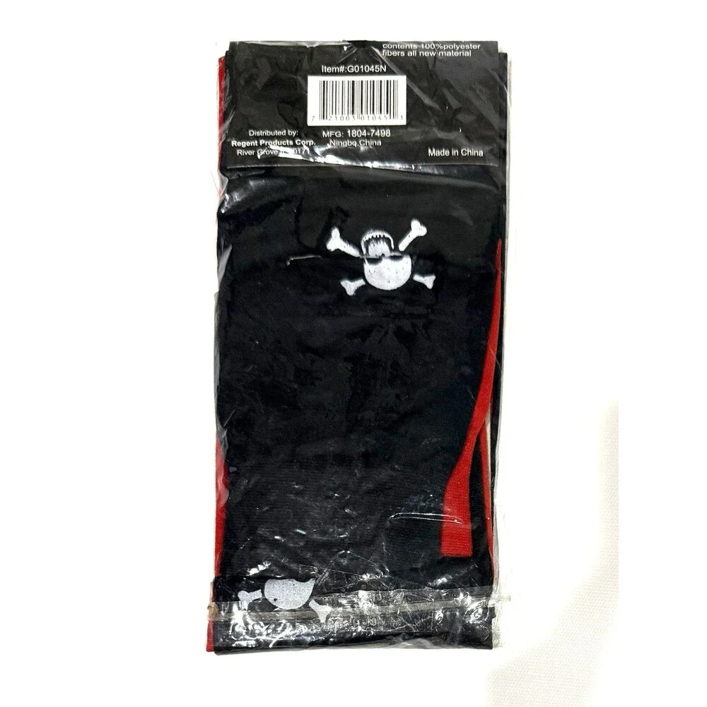 Red Black Skull Crossbones Thigh High Stockings Harlequin Goth Punk Costume